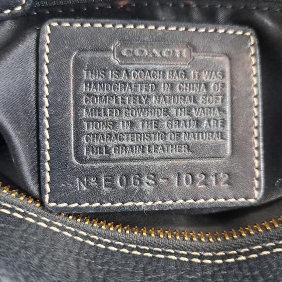 COACH Vintage Hampton Bag Black Pebbled Leather Shoulder Satchel Tote Carryall - Picture 10 of 11